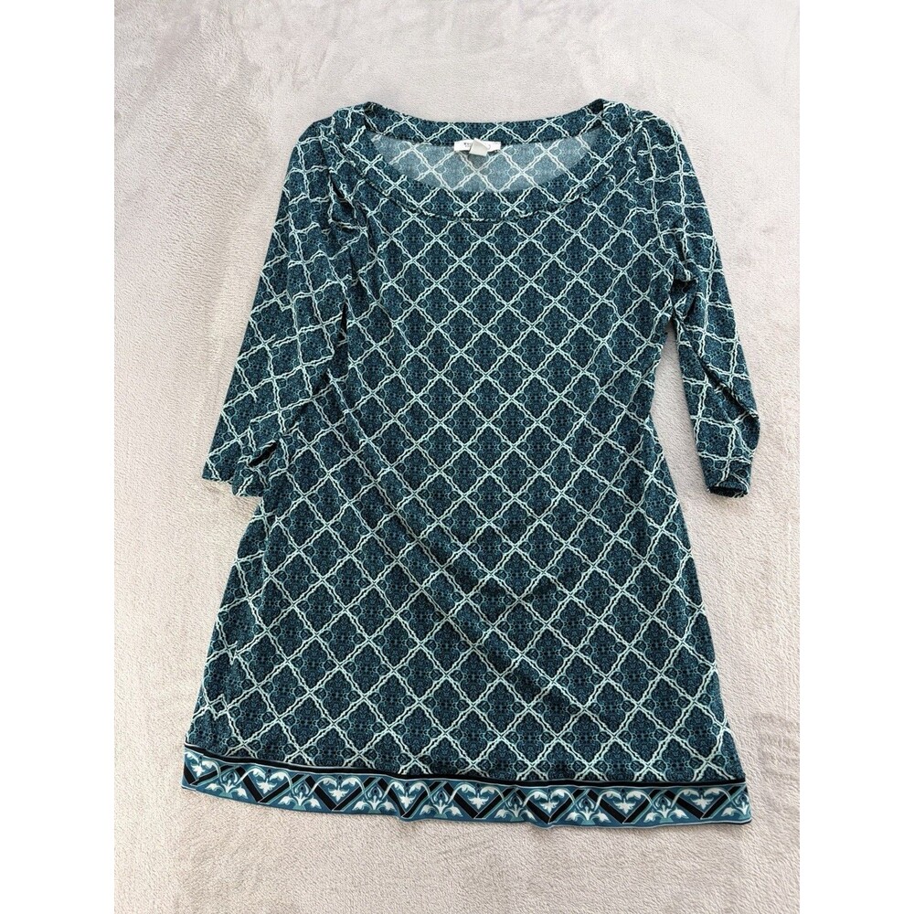 White House Black Market Mini Dress 3/4 Sleeve Round Neck Pullover Stretch